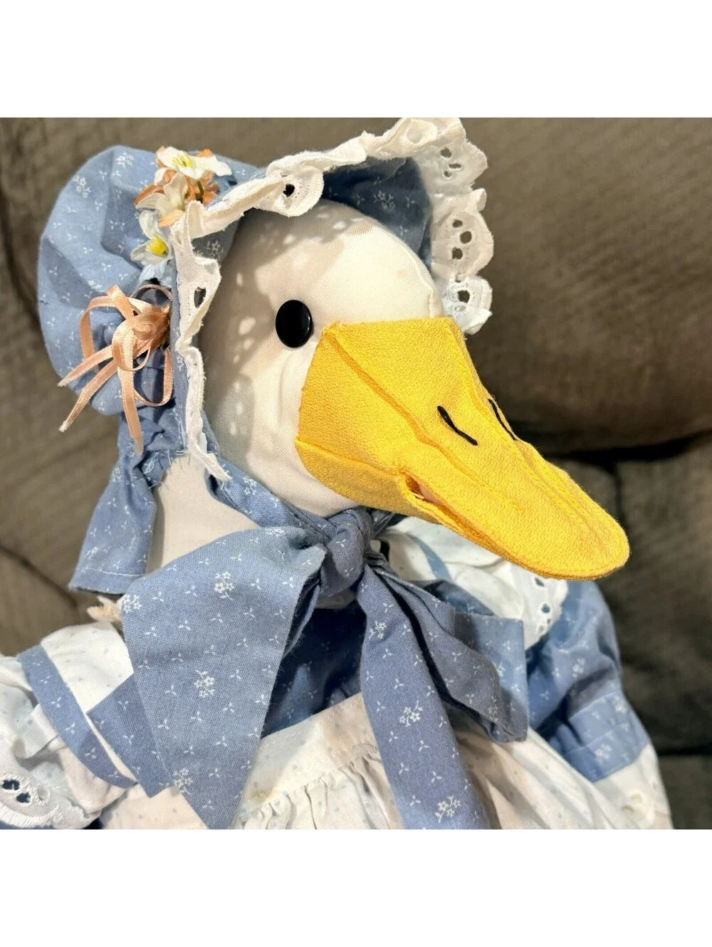Vintage 20” Handmade Fabric Country Geese Set ~ Grandma Core 💙 Goose Decoration